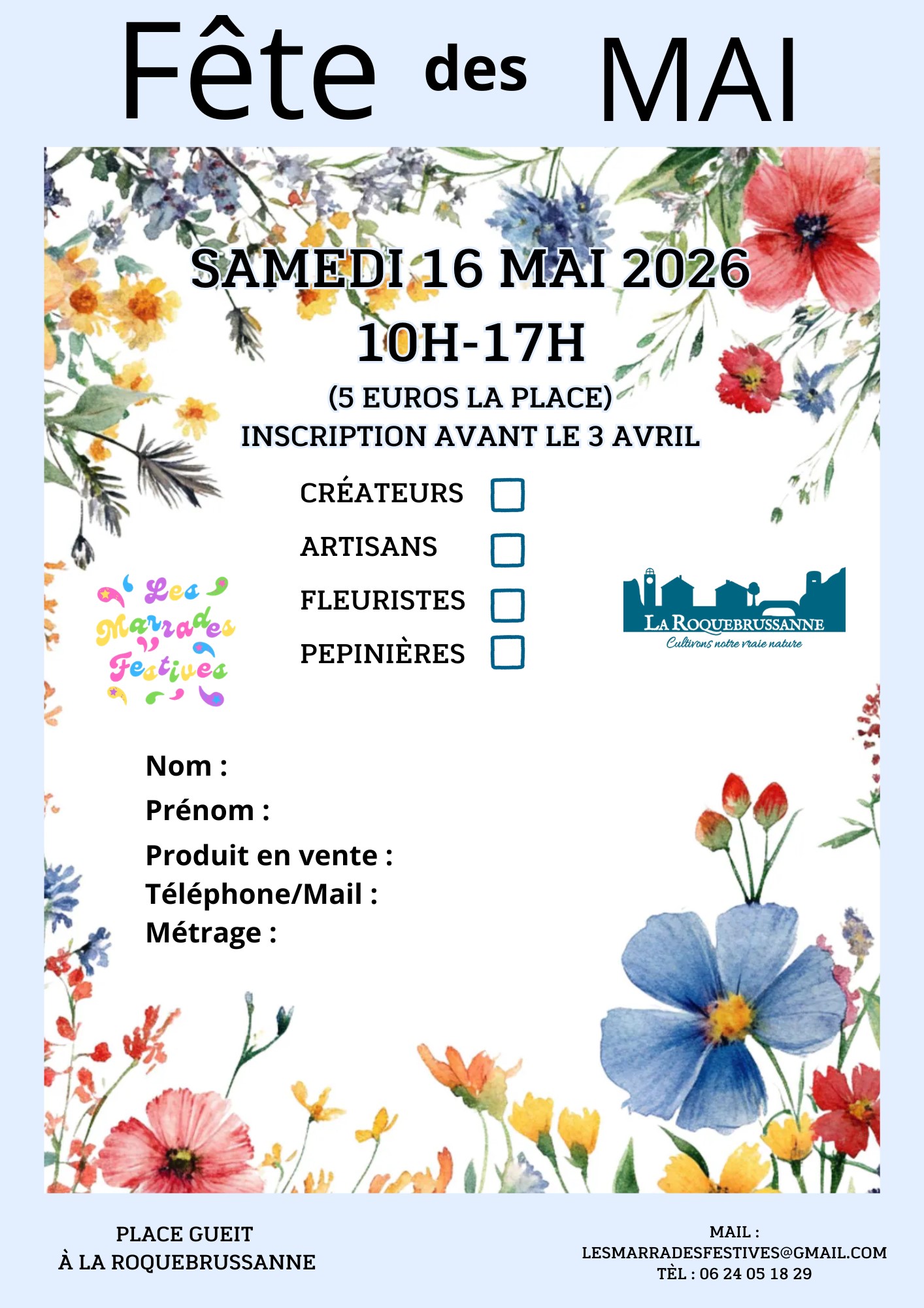 Fête des mai inscription 26