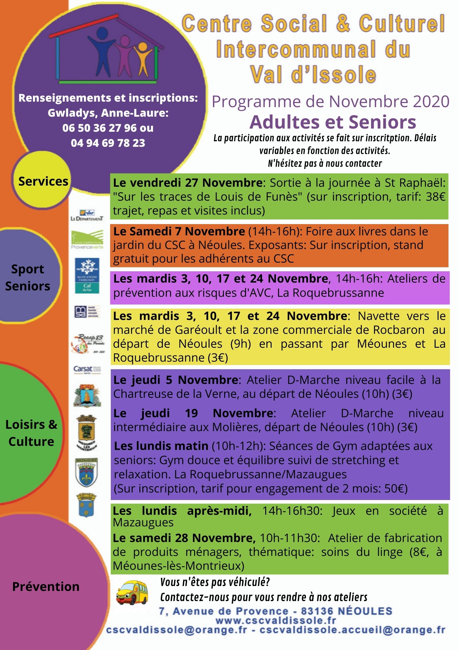 Programme Novembre 2020 adultes seniors
